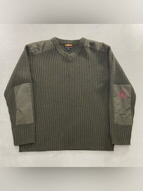 Brooklyn Industries Pullover Elbow Shoulder Pads 100% Wool Ribbed Sweater Men XL